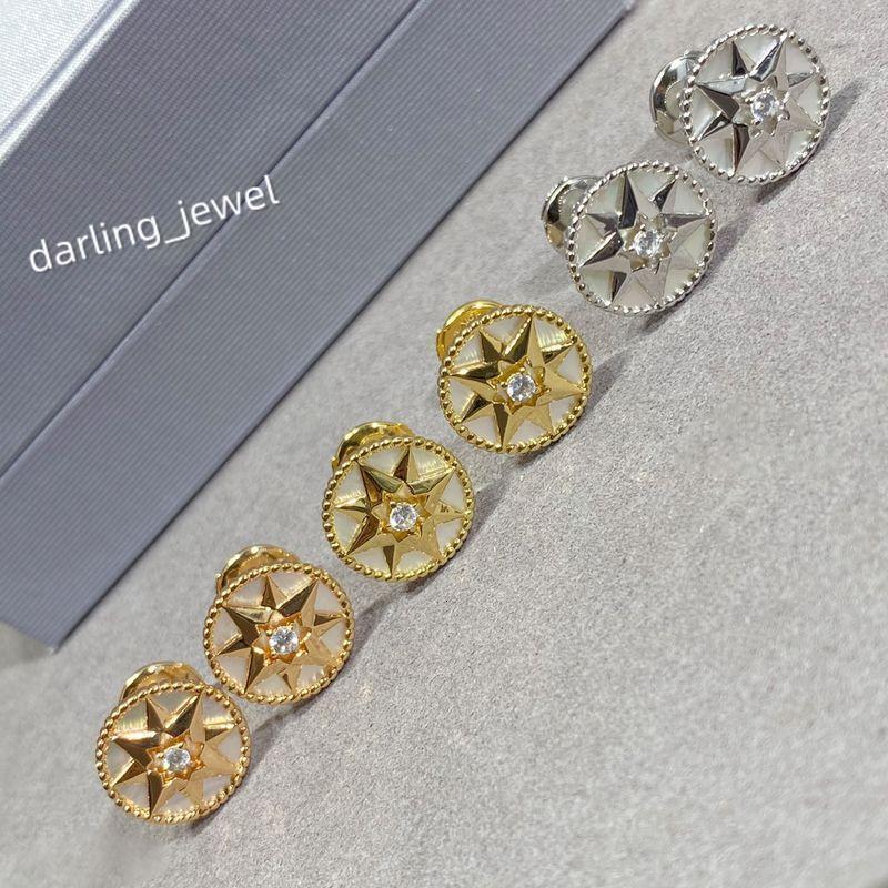 Stud Earrings Eight Pointed North Star Compass Earring For Women Luxury Designer Malachite Green Brand Jewelry