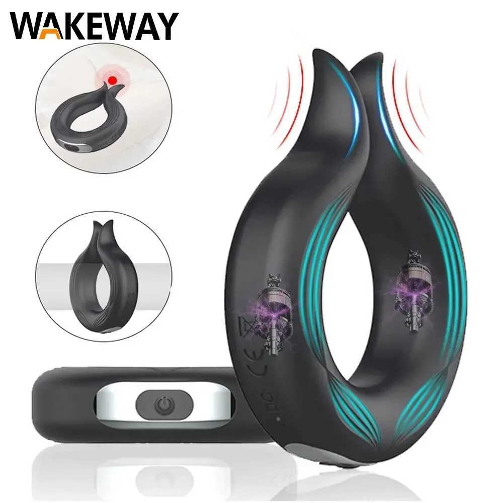 WAKEWAY Penis Ring Vibrator for Men Clitoris Stimulator Delay Ejaculation Enhance Erection Sex Toy for Couples W250512