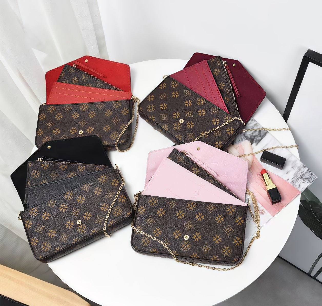 S Designer 3 Multi FELICIE POCHETTE Chain Handbags Crossbody Purse Fashion Women Shoulder Bags Lady The Totes Bag Wallet Female Backpack With Out Box