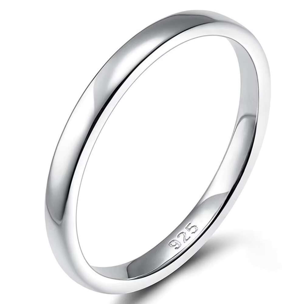 Fine Jewelry 925 Sterling Silver Rhodium Plated 2mm 4mm 6mm Smooth Band Elegant Eternity Plain Bold Minimalist Rings Women Men