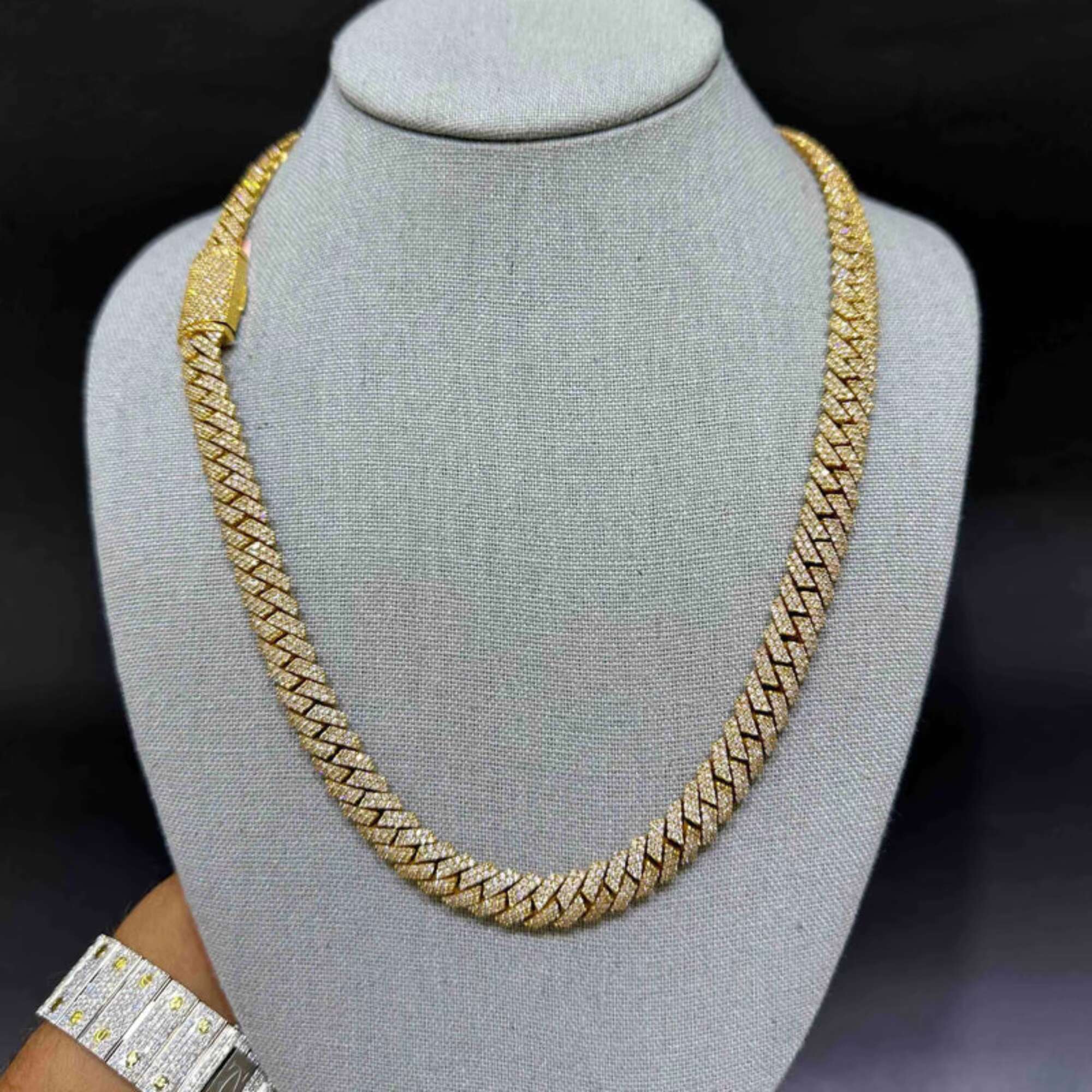 Premium Quality Iced Out Cuban Link Chain 14MM VVS Moissanite Diamond Cuban Link Chain Hip Hop Miami Cuban Chain 10k Gold