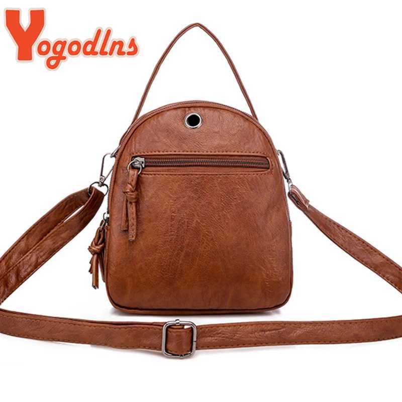 Yogodlns Vintage Small Shoulder Bag Women Soft PU Leather Crossbody Bag Multifunction Messenger Bag Casual Lady Handbag Bag Z250512
