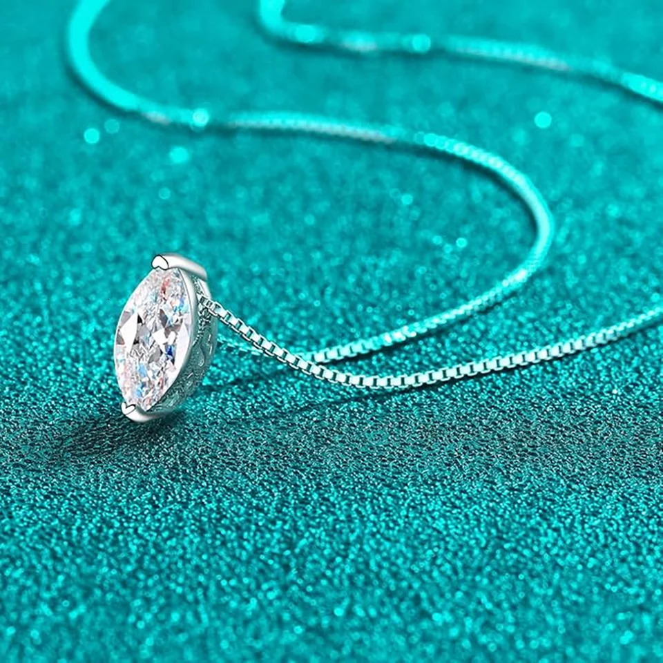 5*10mm 1CT Marquise Cut Diamond Necklace for Women Certified 925 Sterling Silver Neck Chain Party Jewelry Gift 250512