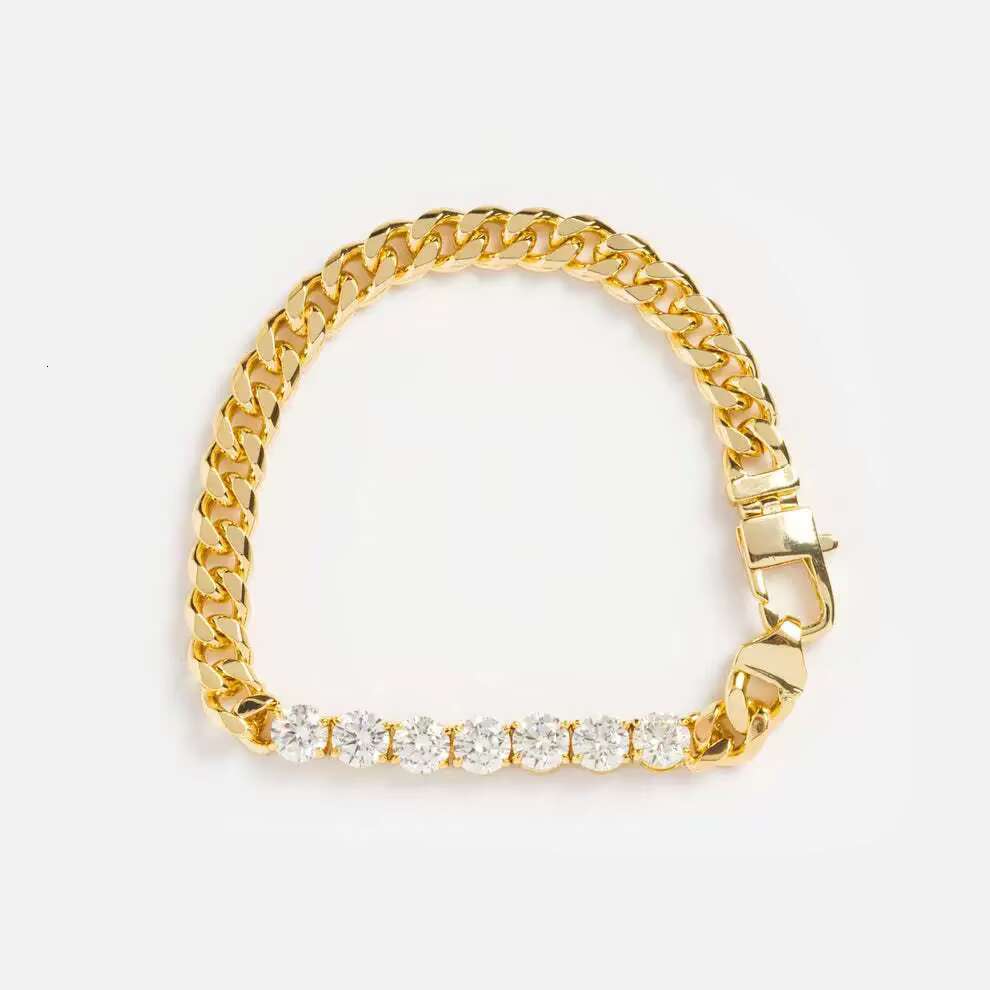 Fashionable gold-plated zircon necklace, thick Cuban chain, women's necklace accessories