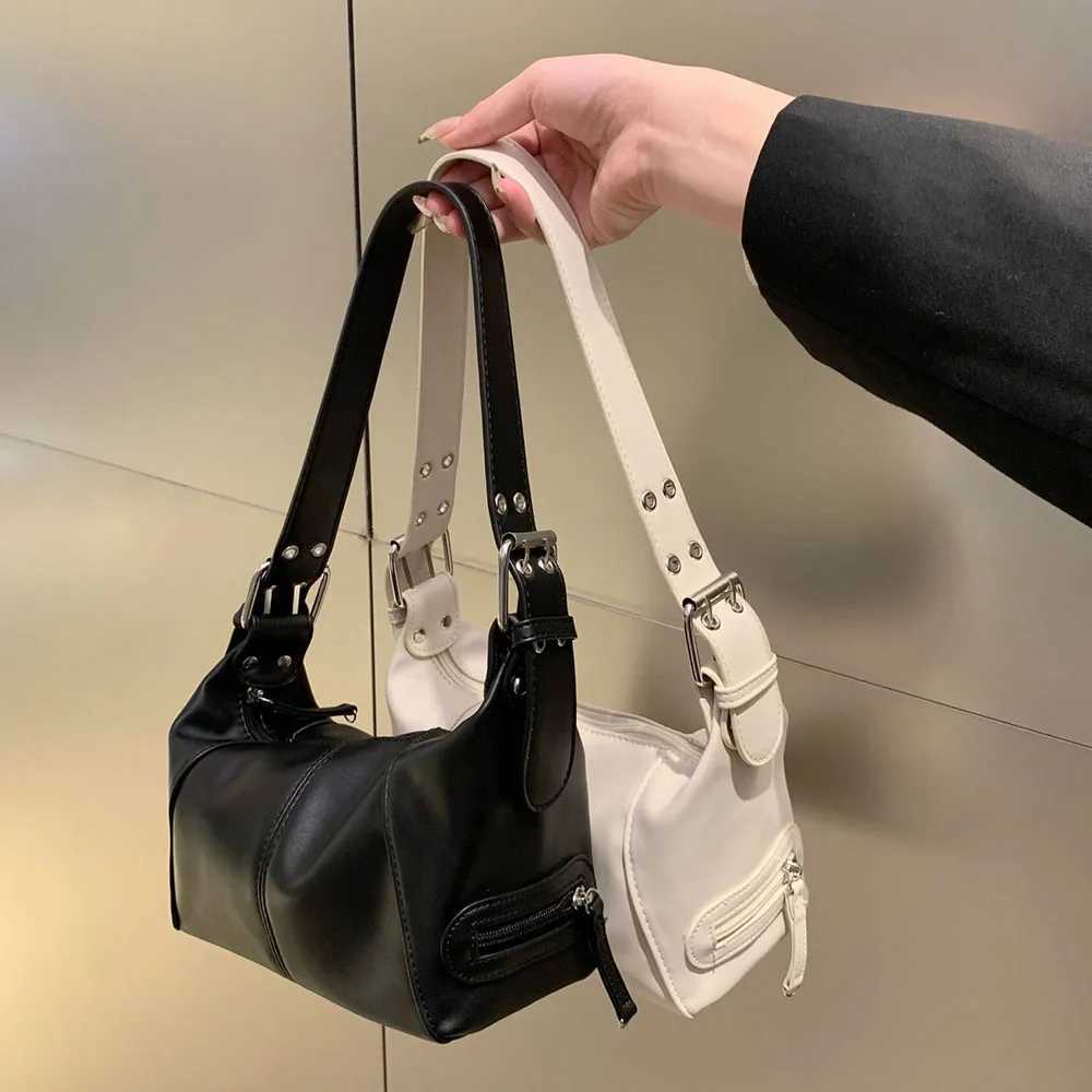Y2K style armpit bag womens shoulder bag fashionable motorcycle handbag girls streetwear minimalist shoulder bag-llXJ250512
