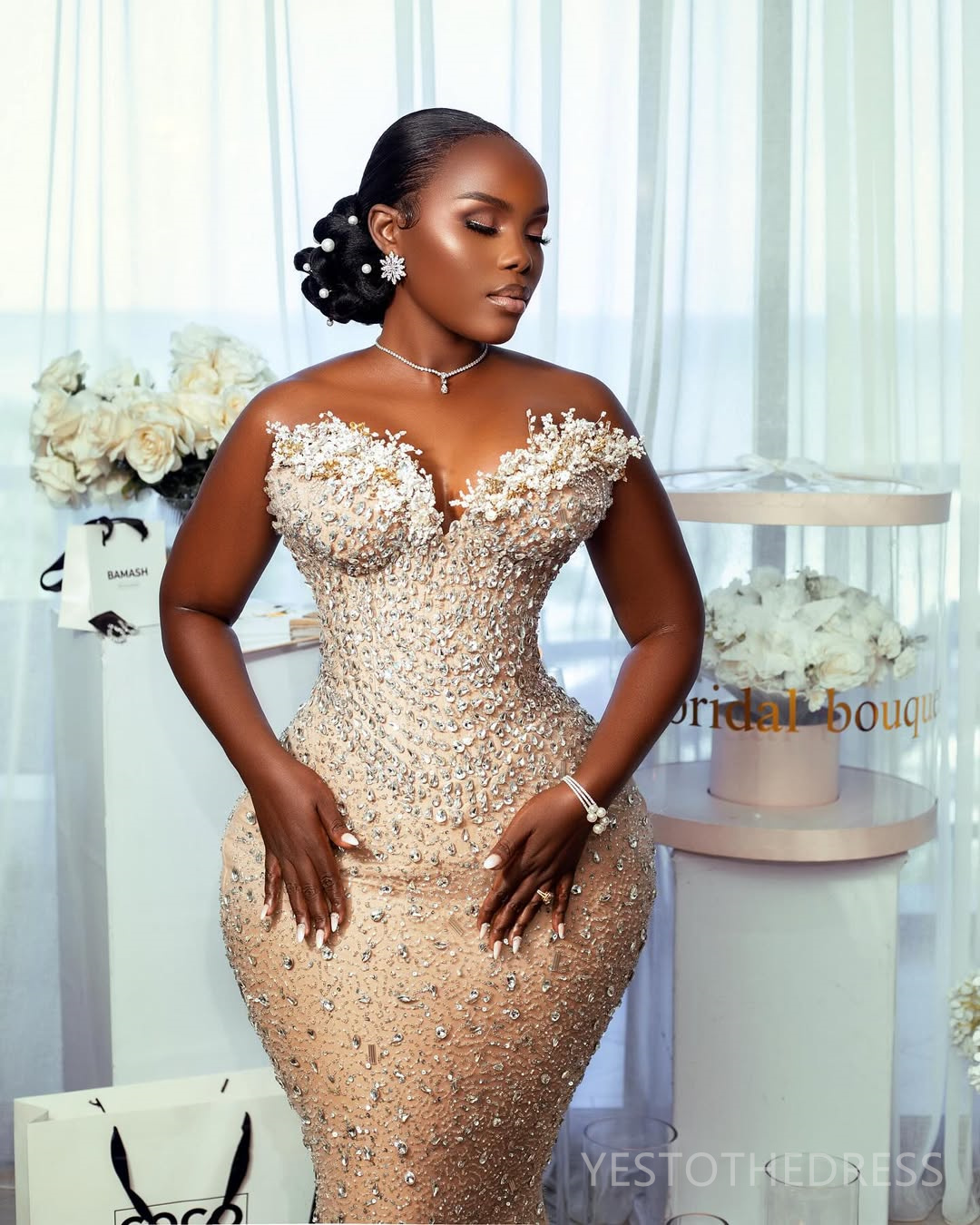 2025 Plus Size Aso Ebi Prom Dress Mermaid Prom Dresses Evening Formal Gowns Sheer Neck Beaded Sequined Lace Rhinestones Birthday Dress Second Receptio