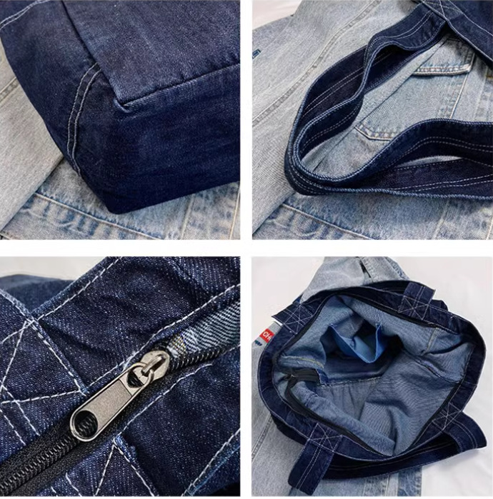 Denim shoulder bag large capacity shopping bag mother bag tote bag student schoolbag commuter bag