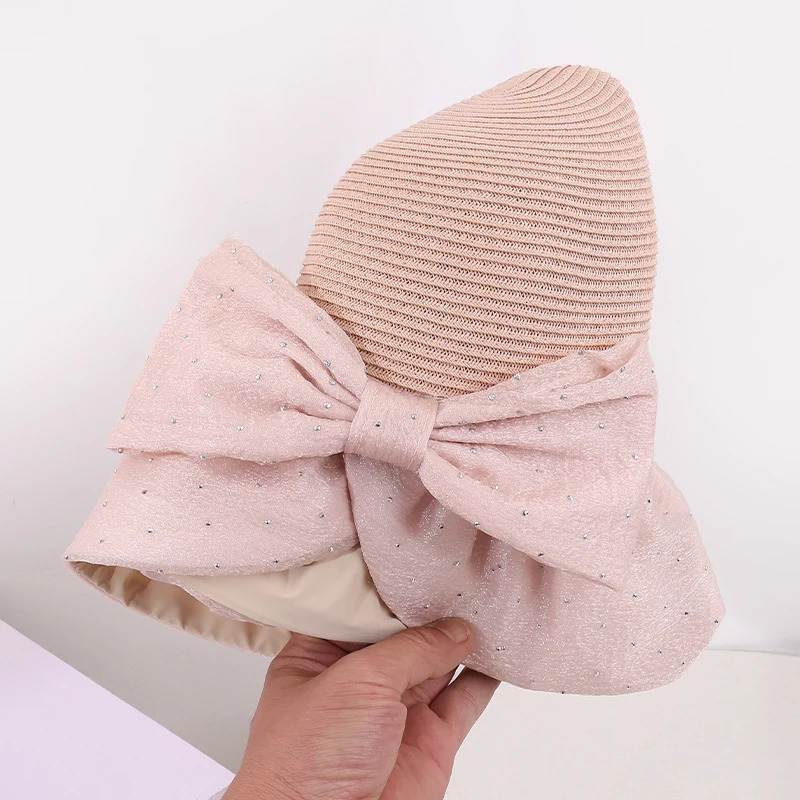 SpringSummer Fashionable Hat with Butterfly Knot Decoration for Casual Outdoor Vacation Beach Travel Sunshade Sunscreen 250512