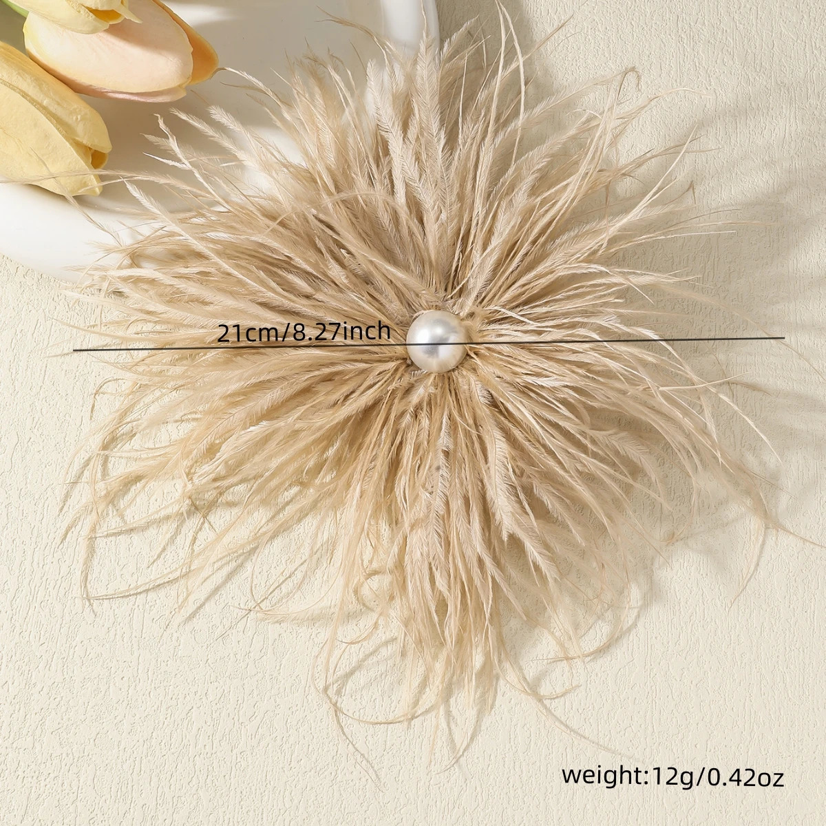 21CM Fashion Multicolor Feather Large Brooch for Women Ladies Pearl Pin Brooches Party Cloth Jewelry Accessories Gifts 250512