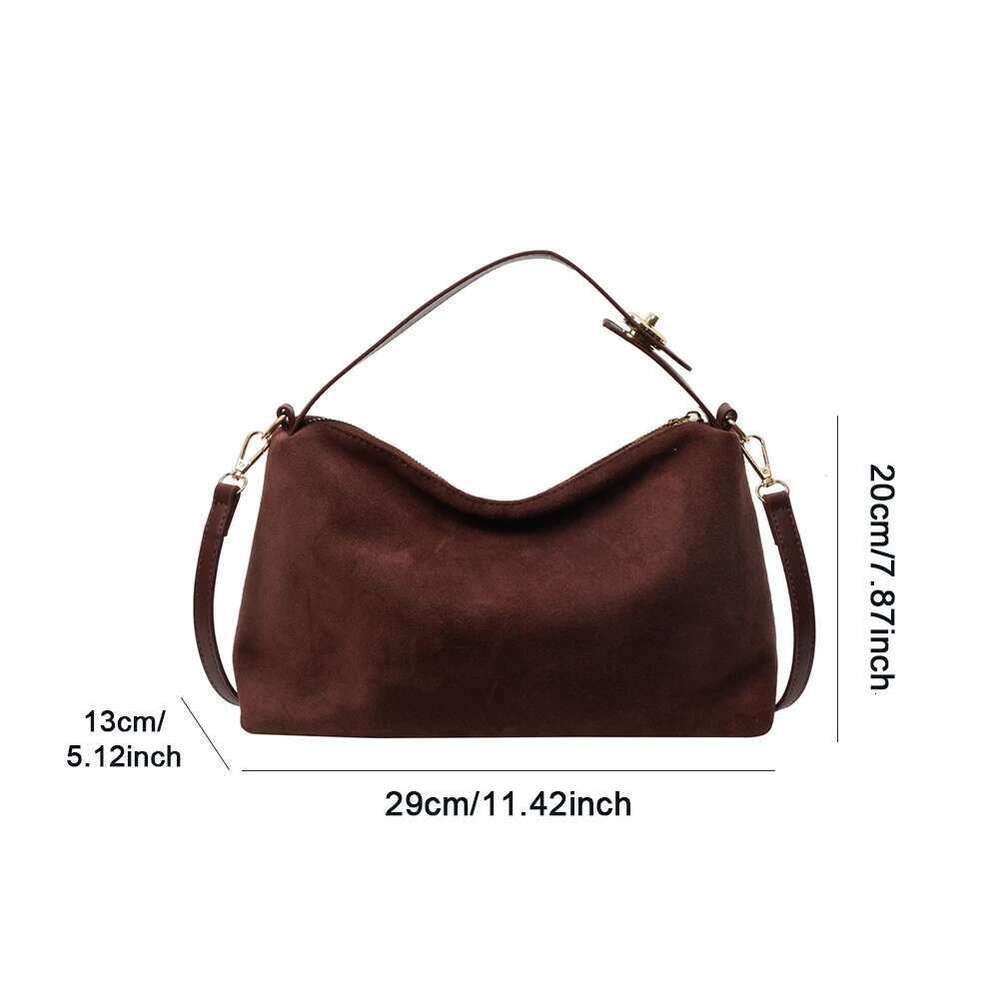 Women Suede Shoulder Adjustable Strap Crossbody Bag With Inner Pocket Handbag Clutch Purse For Work Travel