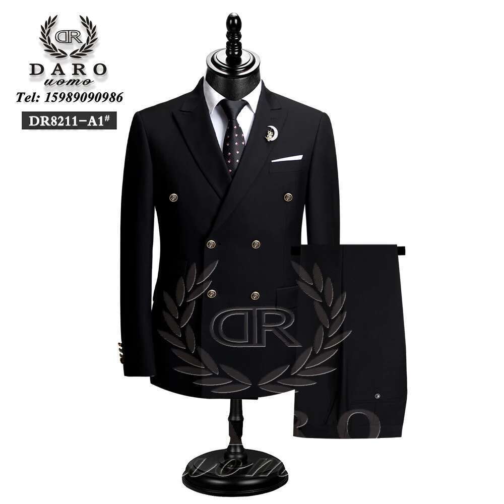 DAROuomo 2024 Men Suit Slim Fit Formal Business Work Wear Suits 2Pcs Set (Jacket+Pants)DR8211