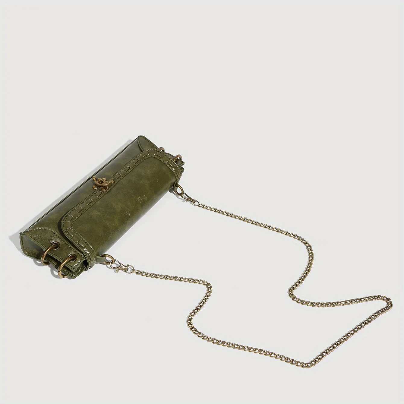 Fashionable Single Shoulder Buckle Antique Copper Crossbody Shoulder Bags Hand-held Armpit Bag Chain Strap Womens Baguette BagW250512