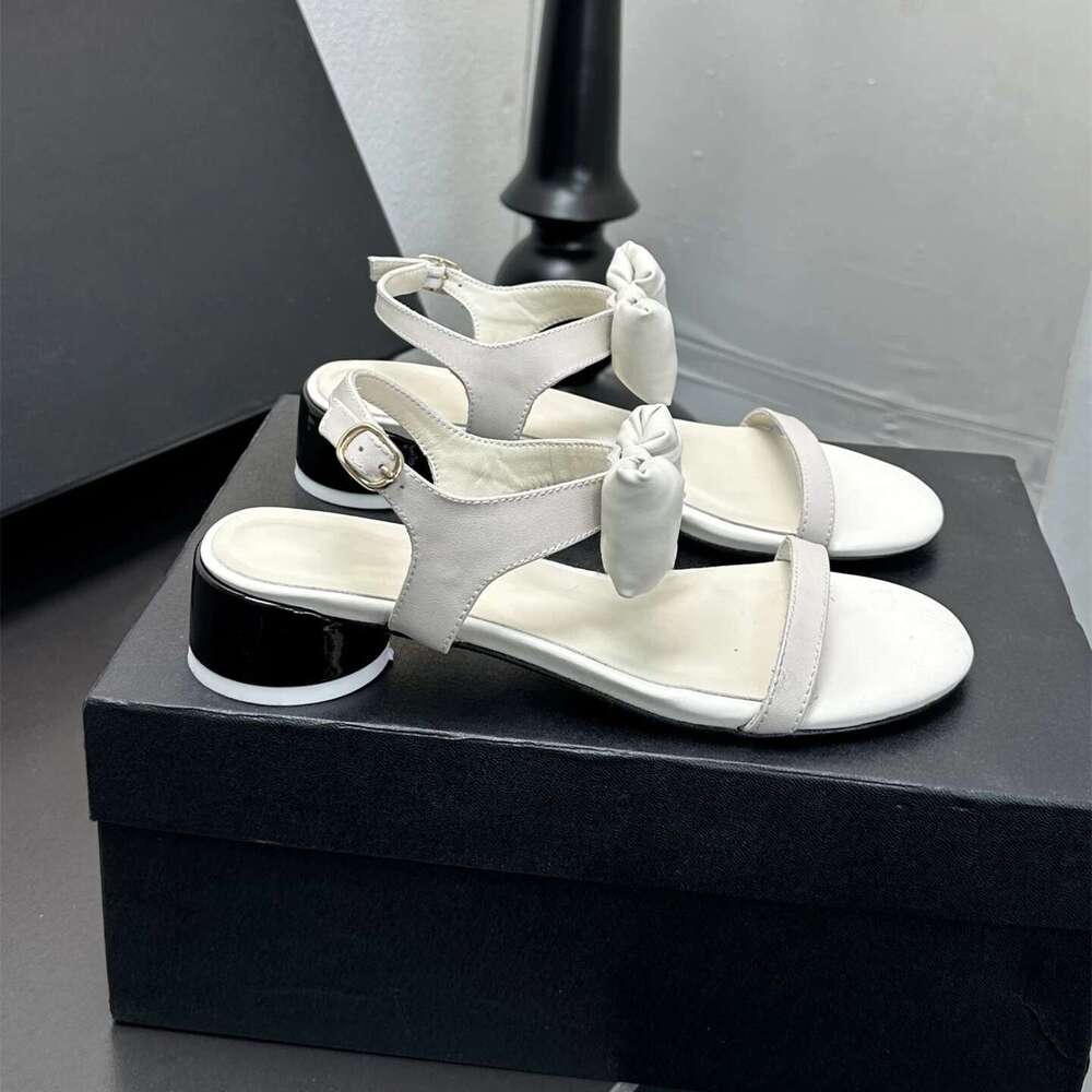 New Women Size35-41 Genuine Leather Sandals High Heels Butterfly Knot Pumps Slingbacks Designer Shoes Zapatillas De Mujer
