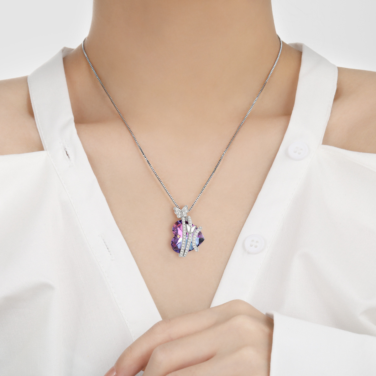 Ocean Heart Butterfly Necklace - A Gift of Love