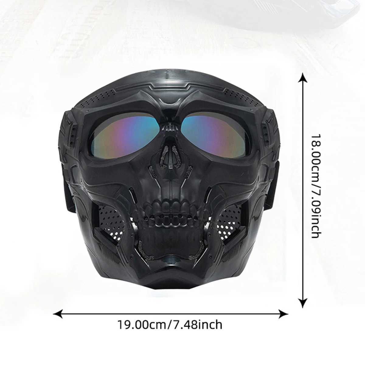 Motorcycle Skull Mask Wind Goggles Bicycle Riding Full Face Protective Mask Outdoor Sport Winter Ski Face Shield Colorful GoggleW250512