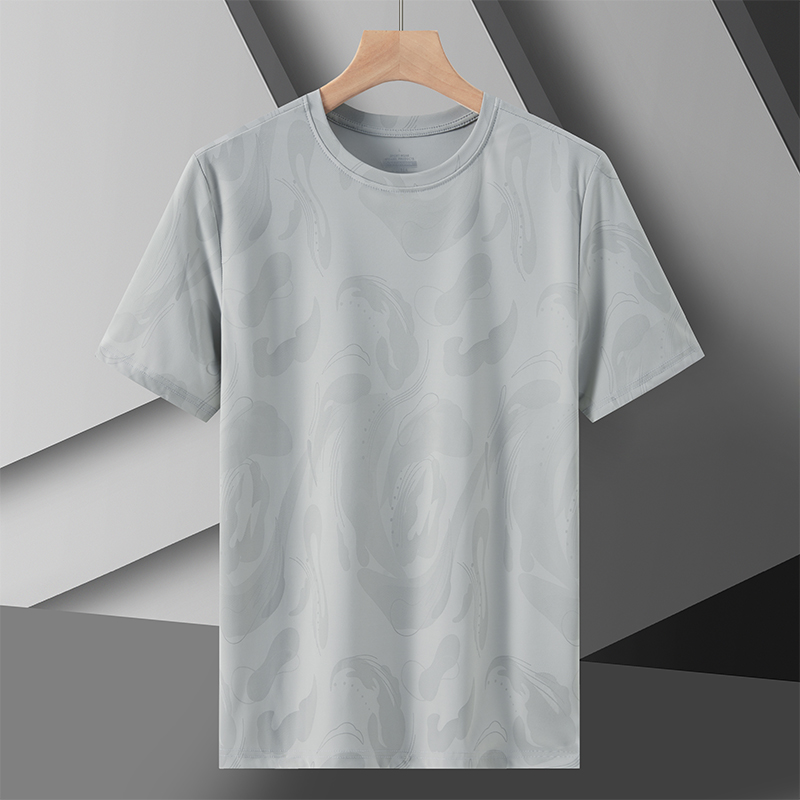 Summer ice silk quick drying short sleeved T-shirt for men, loose oversized casual T-shirt