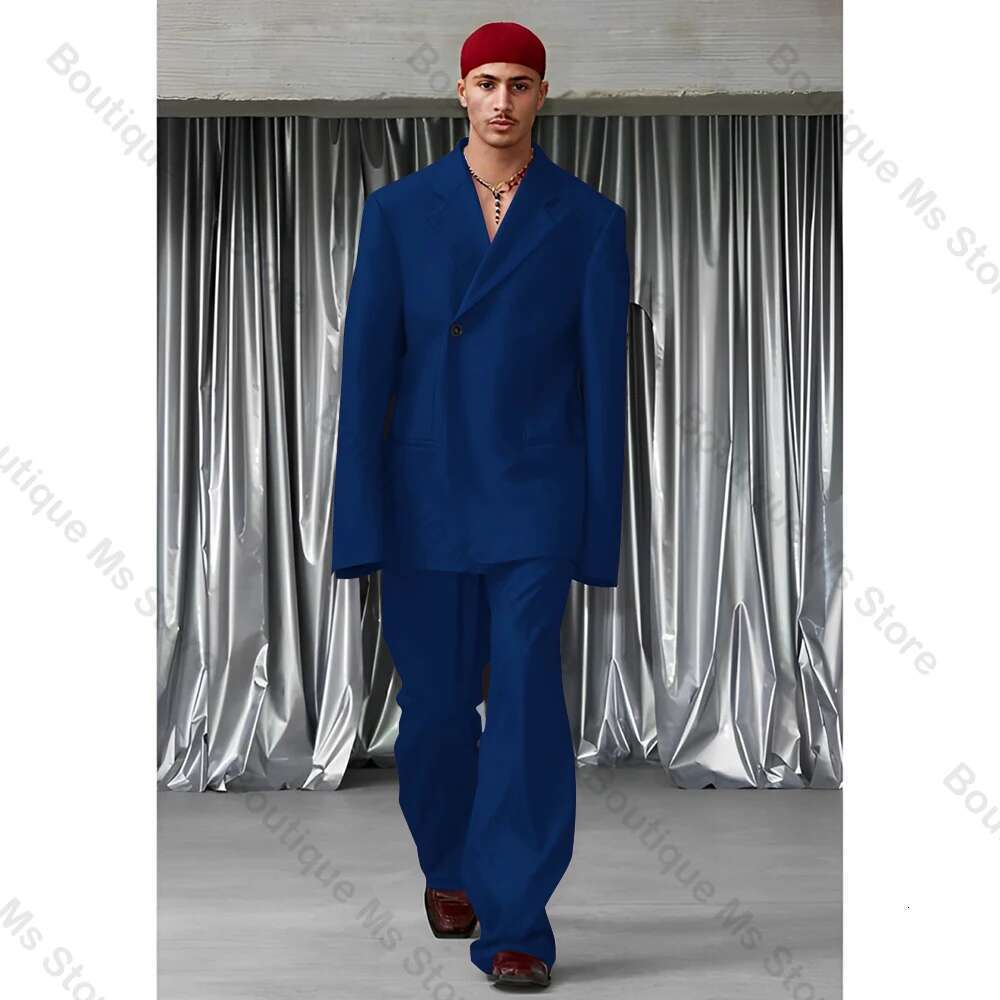 Loose Single Button High-quality Men Suit Two Pieces Fashion Hot Sell Male Set Daily Business Blazer Pants