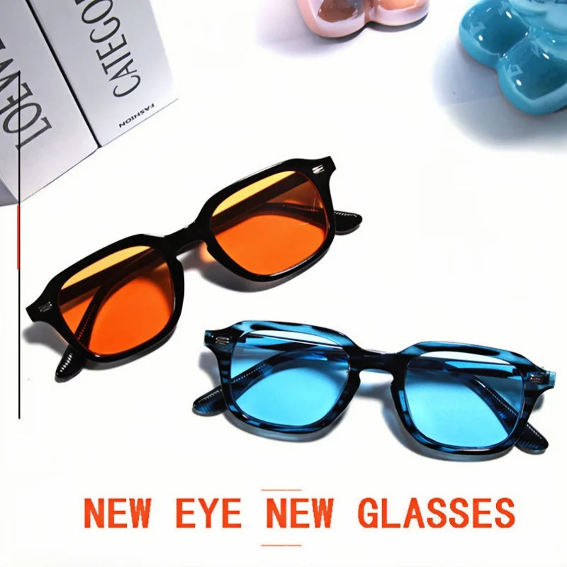 Fashion Square Orange Sunglasses For Women Men Retro Rivets Sun Glasses Trendy Shades UV400 Eyewear 250509