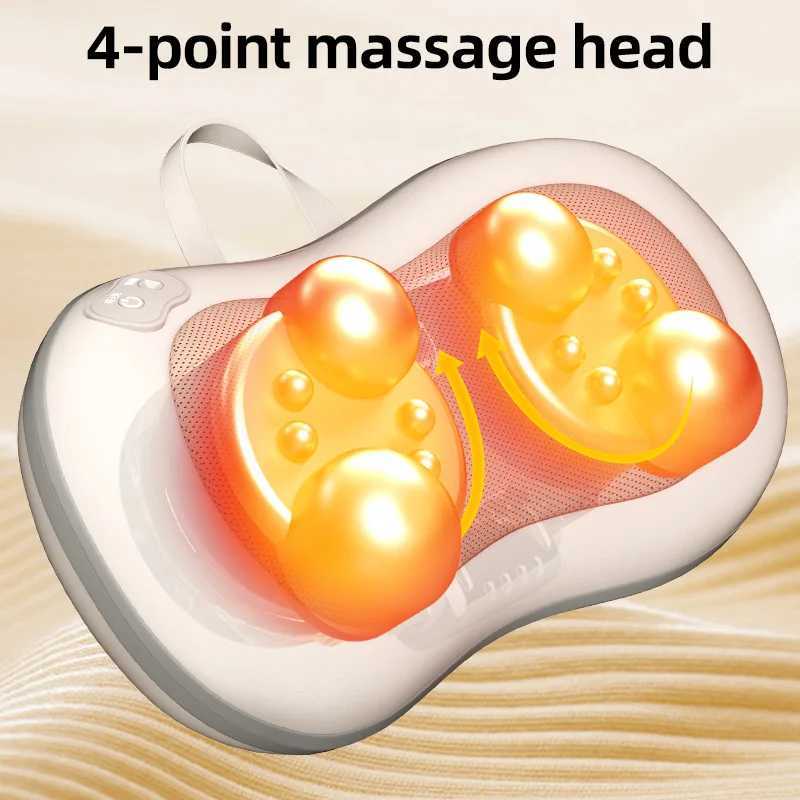 Head Massager Kneading and Rolling Cervical Shiatsu Massage Neck Back Waist Body Electric Multifunctional Massage Pillow CushionW250512