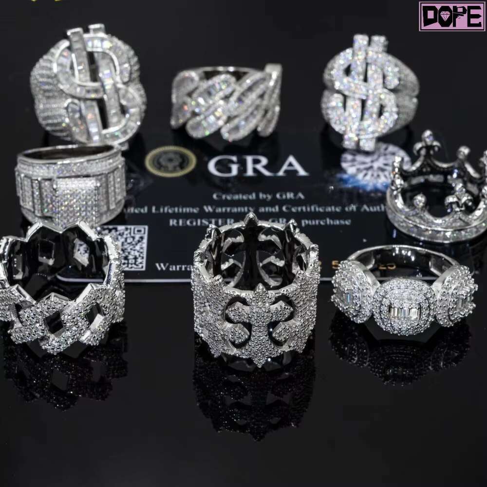High Quality Heart Shaped Moissanite Ring Baguette Cut Iced Out D VVS S925 Moissanite Ring