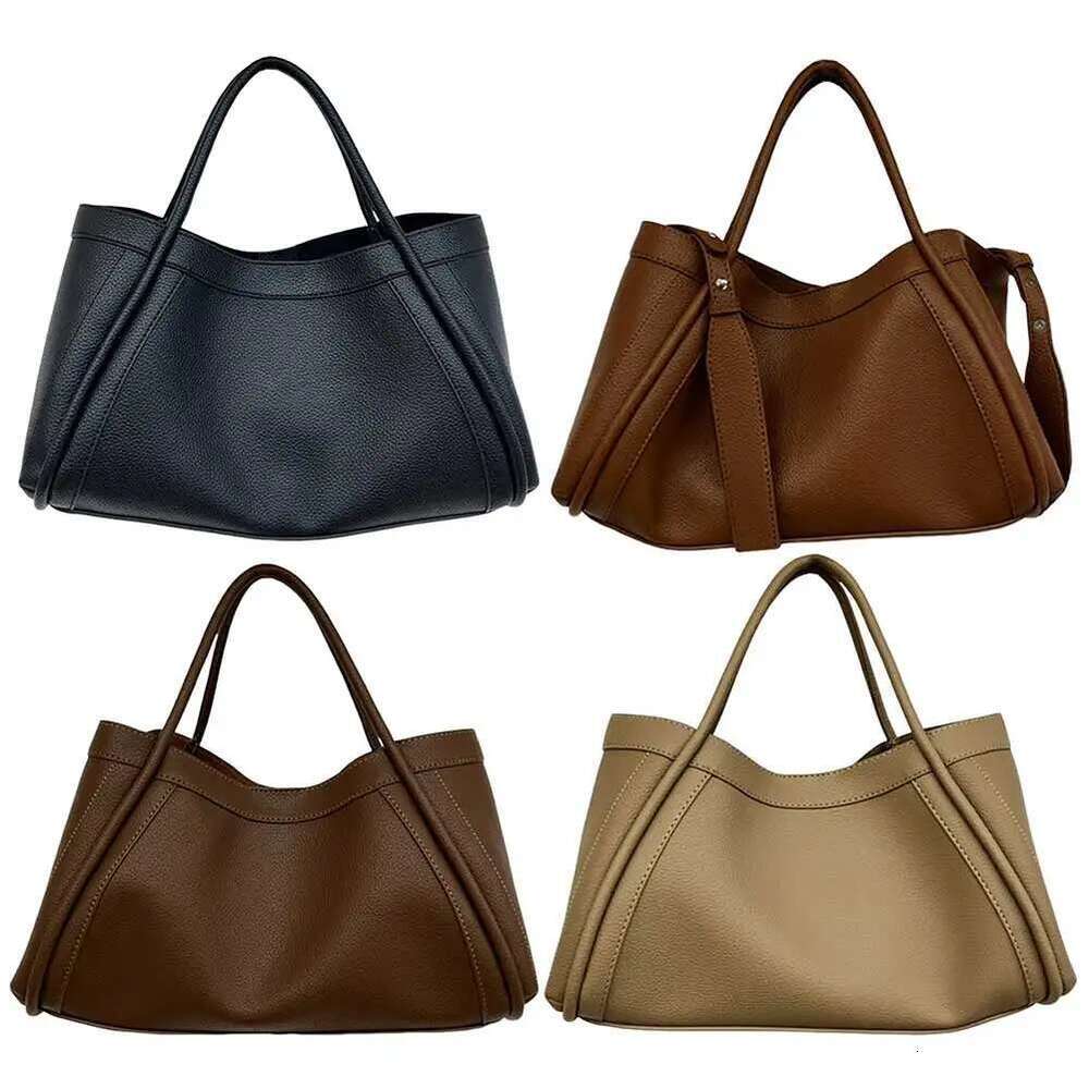 Leather Tote And Pouch Women Versatile Shoulder Handbag Casual Crossbody Clutch Commuting Bag