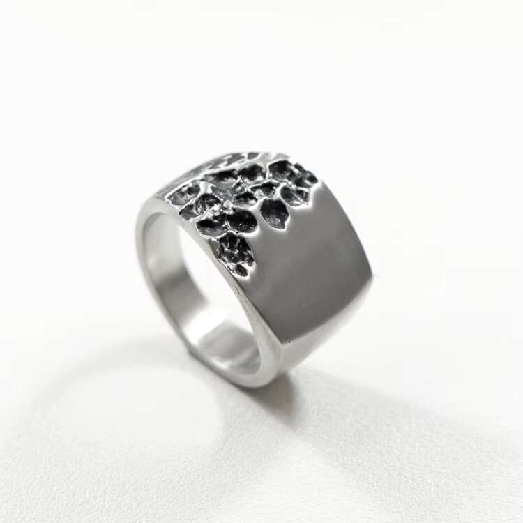 Vintage Stainless Steel Floral Signet Ring Gothic Style Jewelry for Men
