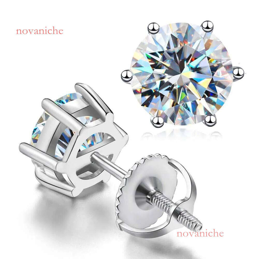 pass dia tester vvs1 D color moissanite designer for women sterling sier 6 prong stud earrings plated gold men earring jewelry valentines day gift