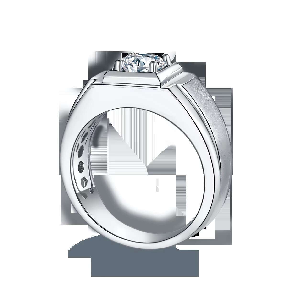 Mens Jewelry VVS Moissanite Diamond RING for Men 925 Sterling Silver Engagement Band with Round Stone Pattern Certificate
