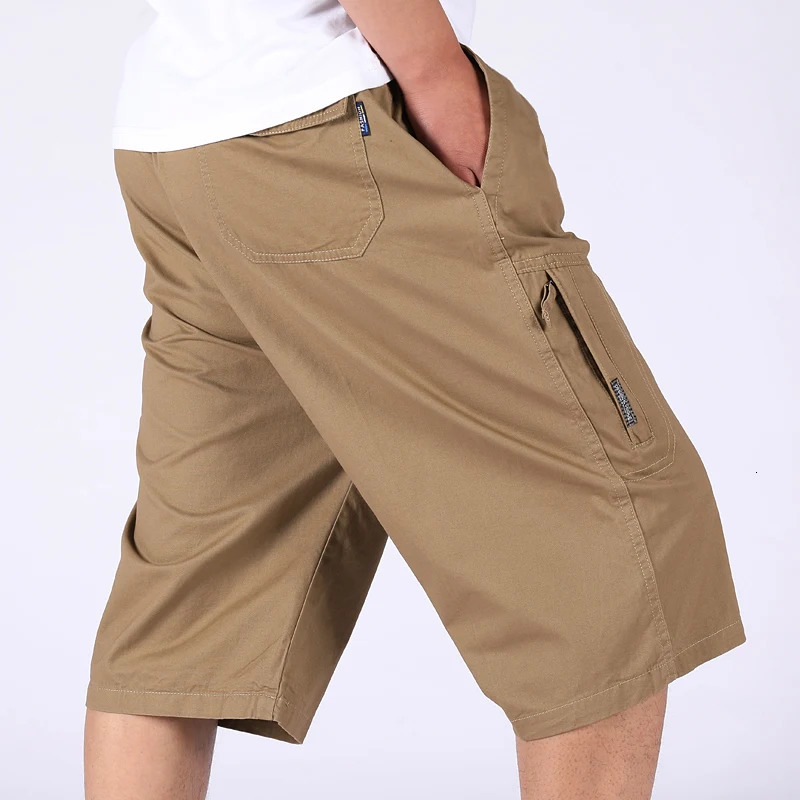 Loose Casual Men Cargo Shorts Summer Pants Elastic Waist Large Size Outdoor Jogging Sweatpants Trend Multi Pockets Short Pants 250509