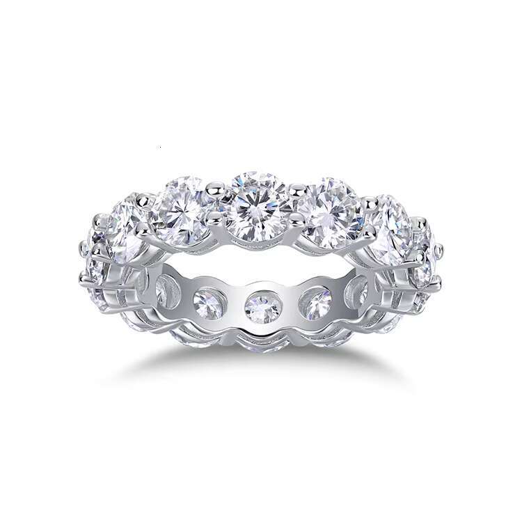SGARIT Moissanite Jewelry Big Stone Full Diamond Eternity Ring S925 Silver Gold Plated 6.5CT 5mm Moissanite Wedding Band Ring