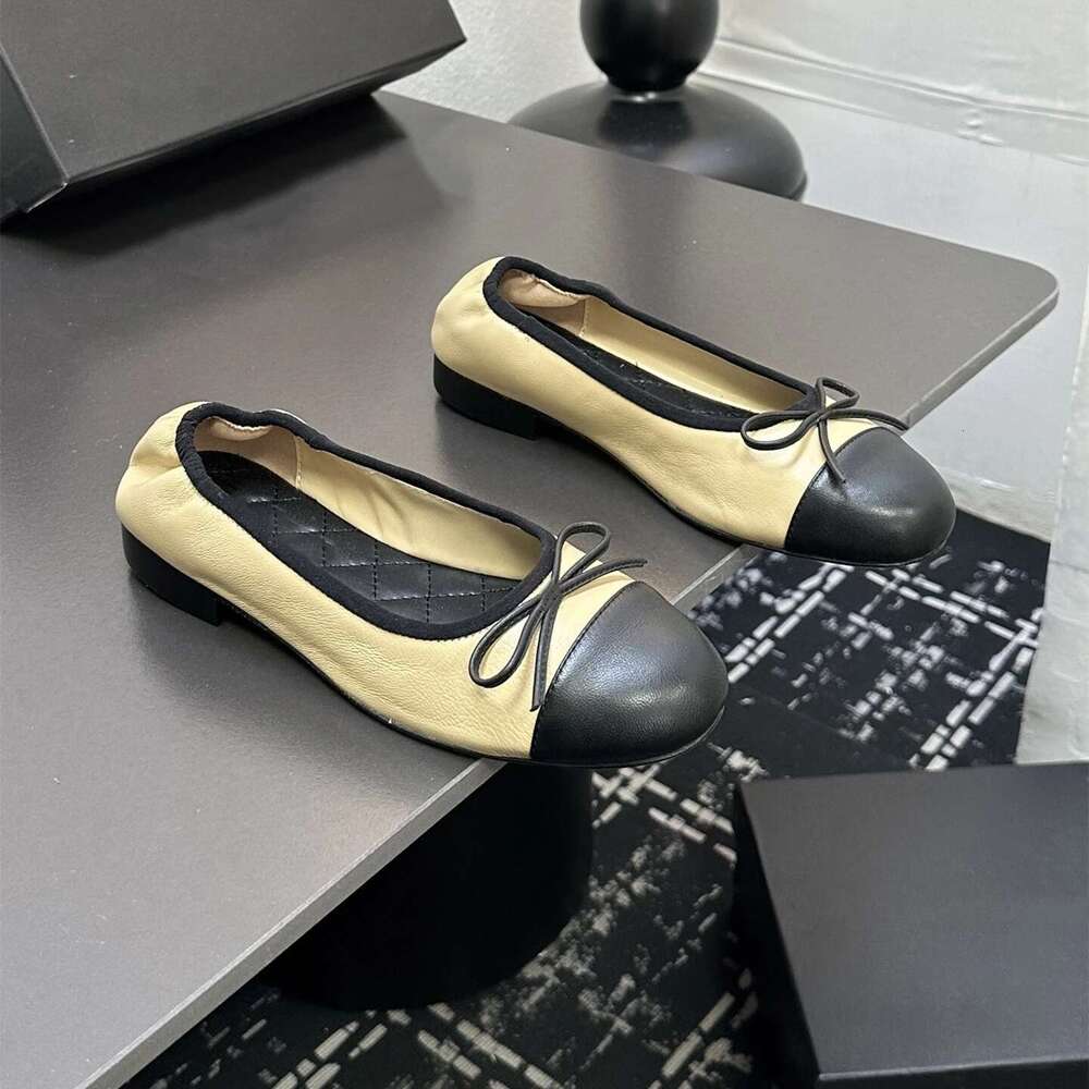 New Women Size34-41 Genuine Leather Ballet Flats Butterfly Knot Elastic Band Round Toe Designer Shoes Zapatillas De Mujer