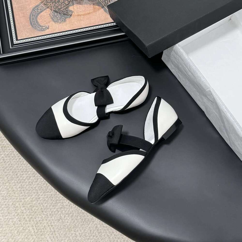 New Women Size35-41 Genuine Leather Ballet Flats Butterfly Knot Mary Janes Round Toe Designer Shoes Zapatillas De Mujer