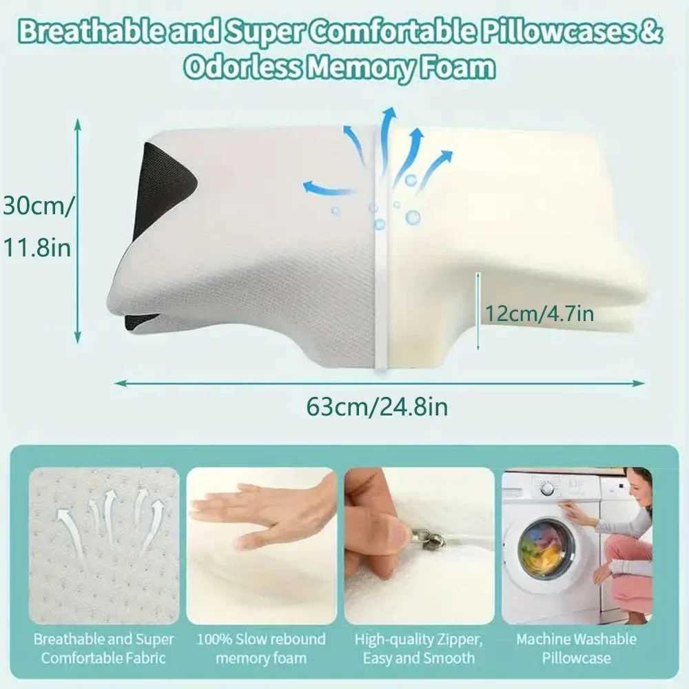 Memory Foam Cervical PillowButterfly Pillow2 in 1 Ergonomic Contour Orthopedic Pillow for Neck PainNeck PillowW250512