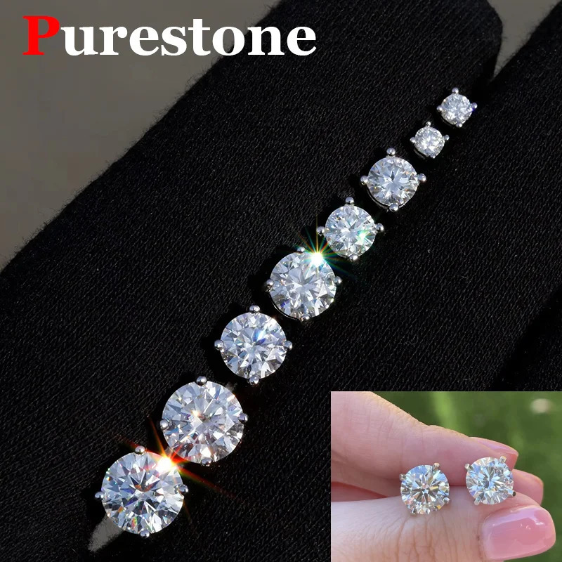 Premium 0.5ct-2ct Earring For Women Classic Original 925 Sterling Silver Jewelry Diamond Stud Earring 250512