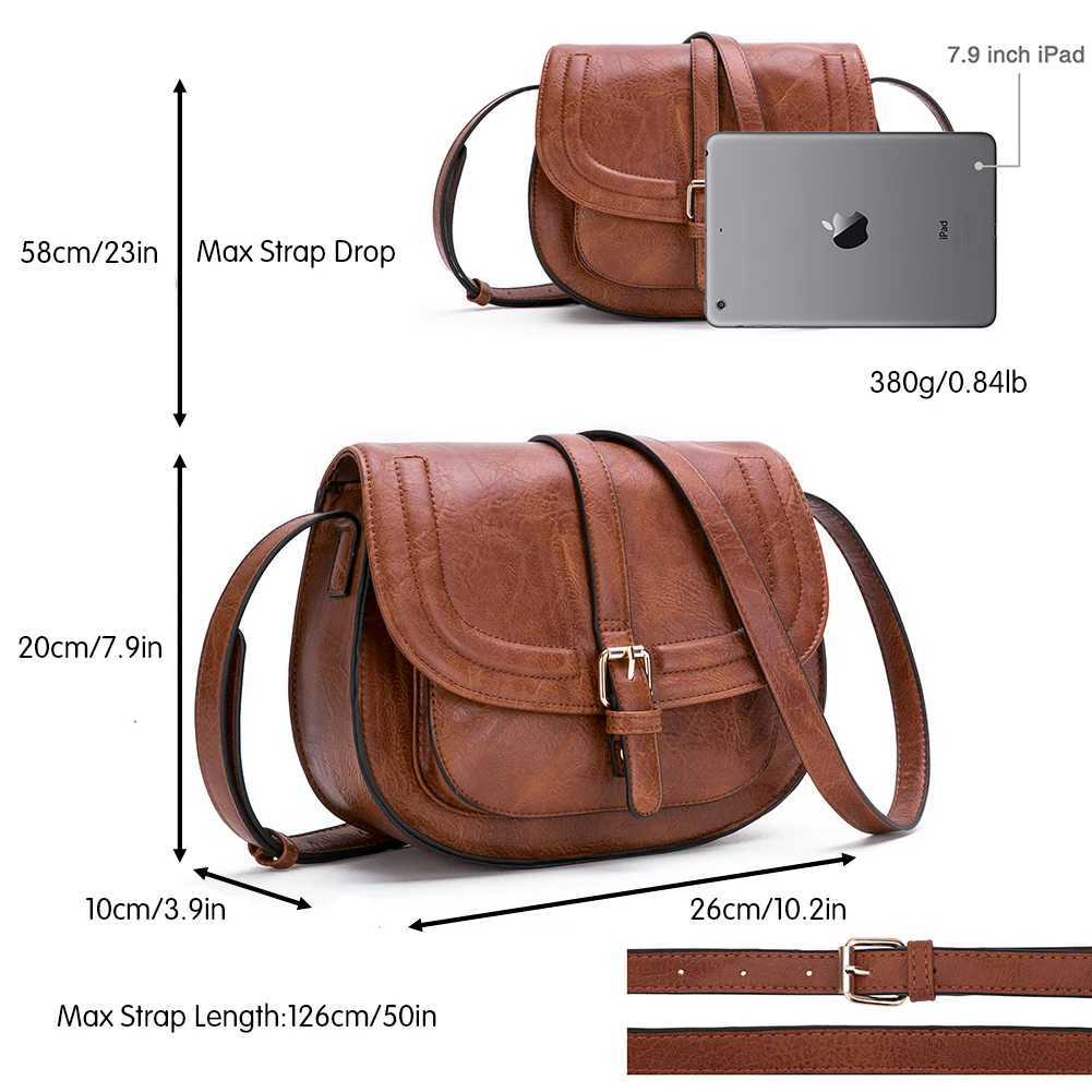 AFKOMST Woman Shoulder Bag Stylish PU Leather Saddle Bag Multifunctional Casual Female Crossbody Messenger Bag Z250512