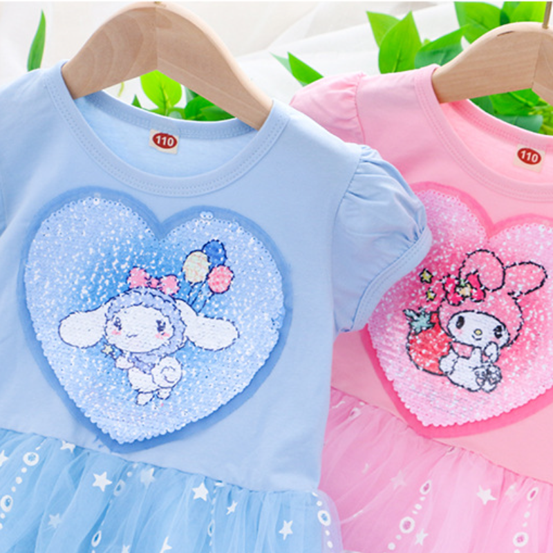 DISNEY Elsa princess dress toddler designer clothes Girls' dress with short sleeves for summer style princess clothes net skirt performance pure 