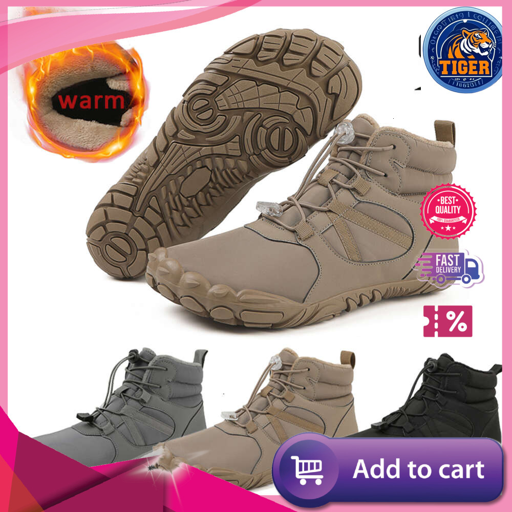 Ddmytiger Warm Winter Trekking Fur Lined Snow Barefoot Outdoor Water Resistant Ankle Booties Men Women Hiking Boots Outdoor Shoes