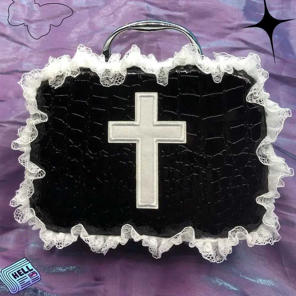 Miyagawa Sweet Lace Patchwork Handbag Gothic Lolita Makeup Bag Lolita Millennial Spice Girl Y2k Top-handle BagsW250512