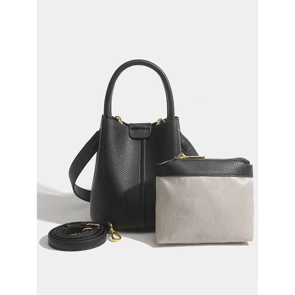Fashionable Elegant Women's Bucket High Quality PU Leather Handbagsimple And Large Capacity Portable Shoulder Bag