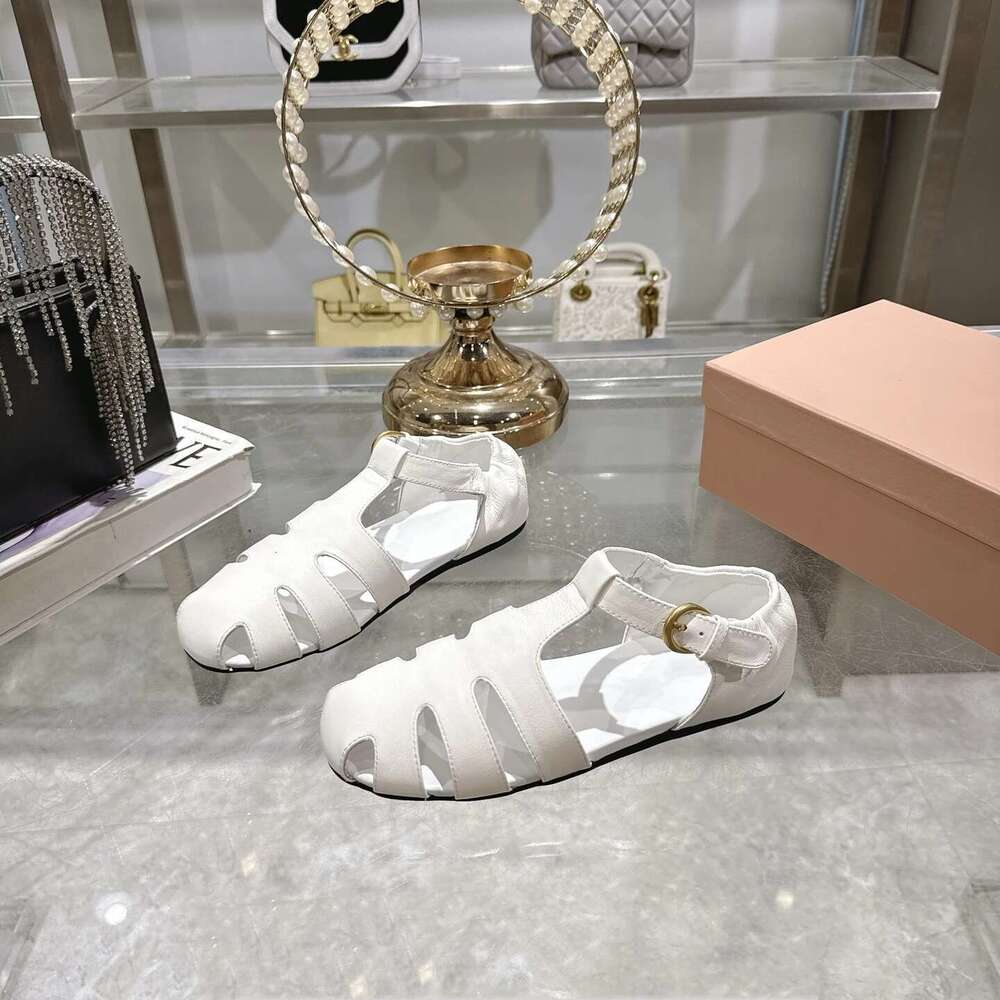 Women Size35-41 Genuine Leather Flats Mary Janes Round Toe Summer Solid Colors Leisure Designer Shoes Zapatillas De Mujer