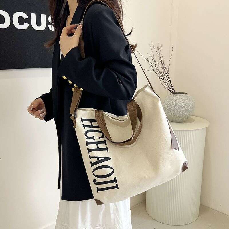 Canvas casual large capacity tote commuting student class versatile single shoulder crossbody bag