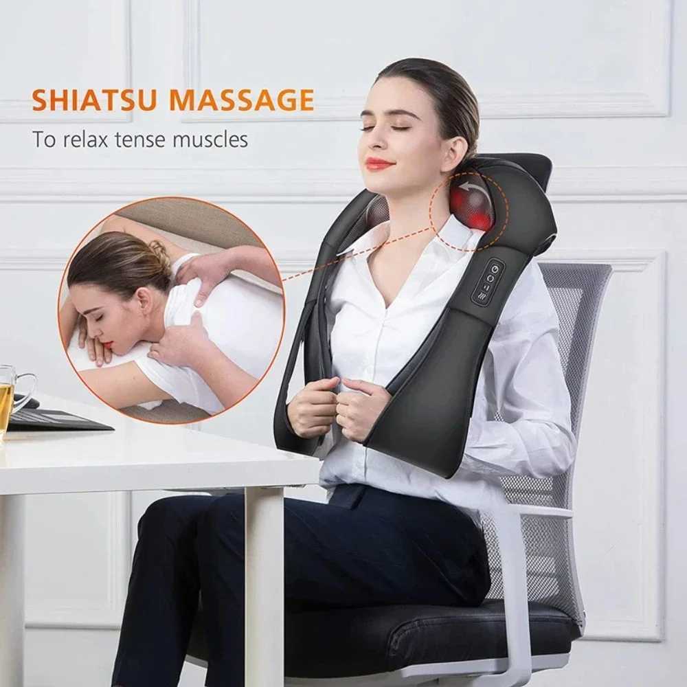Shiatsu Neck Shoulder Massager Hot Compress Cervical Massagers Cars Home Kneading Massaging Shawl Electric Necks Waist ShawlsW250512