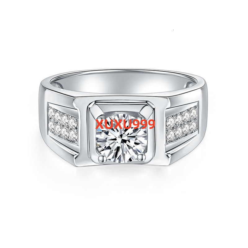 2024 New Style 925 Sterling Silver Jewelry Men Moissanite Ring 1ct Center Multiple Sizes Huge Stocks Moissanite Silver Ring.
