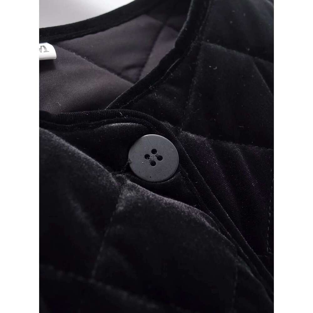 European And American Style 2025 Winter New Products Women's Clothing Veet Round Neck Long Sleeve Cotton Jacket