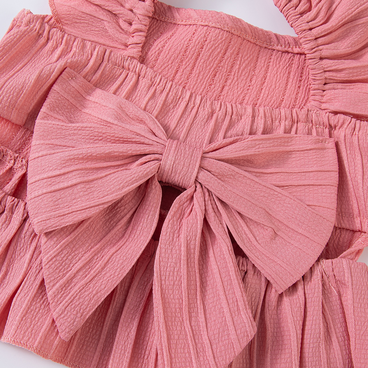 New baby clothes,summer baby girl clotheing,bow doll shirt flysleeve top solid color muscle sense of casual pants, suitable for daily wear and party w