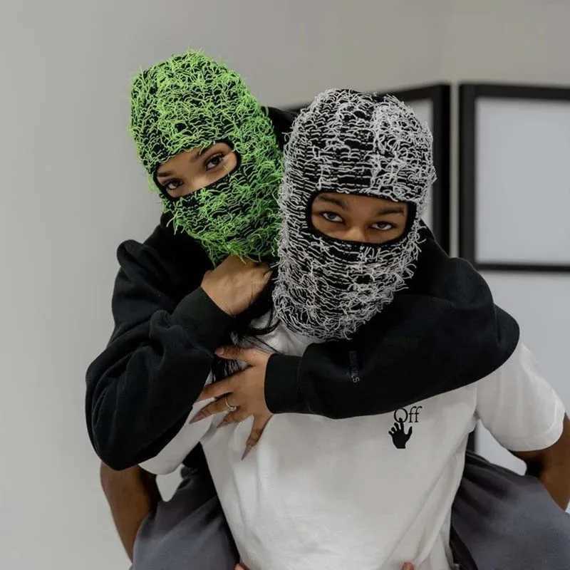 2024 New Full Face Cover Ski Mask Hat 3 Holes Balaclava Army Tactical CS Windproof Knit Beanies Bonnet Winter Warm Unisex CapW250512