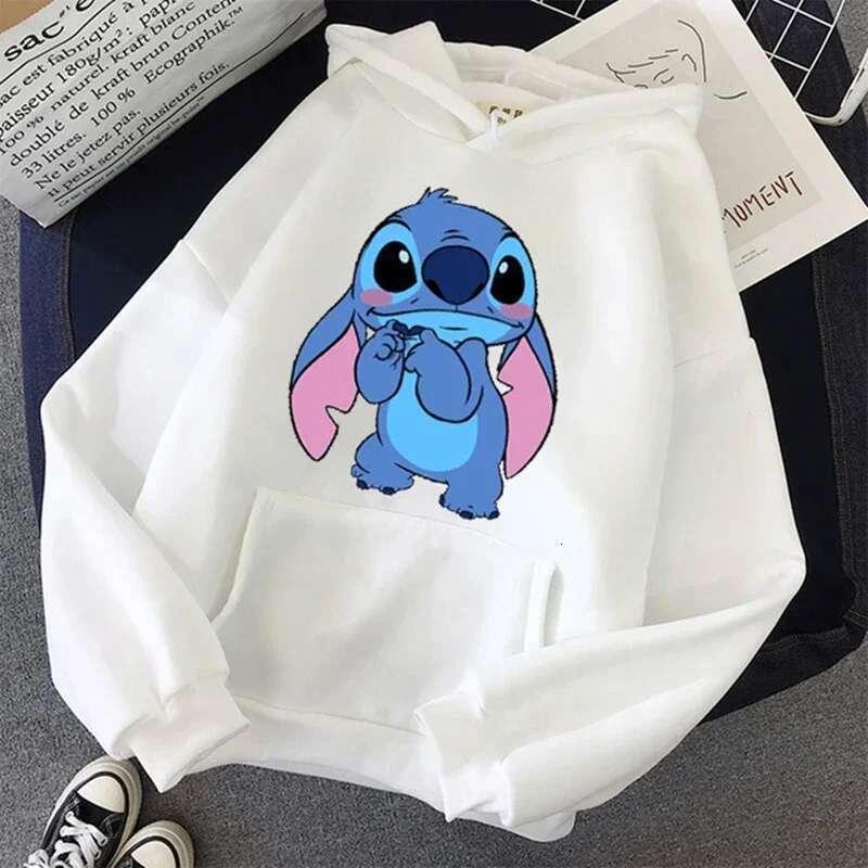 Pattern Loose Male Sweatshirts Pocket Cartoon Cute Print Clothing Cozy Daily Men Hoodies Autumn Winter Popular Designer