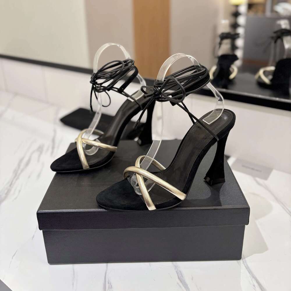 New Women Size35-42 Genuine Leather Sandals Super High Heels Pumps Crystal Ankle Strap Designer Shoes Zapatillas De Mujer