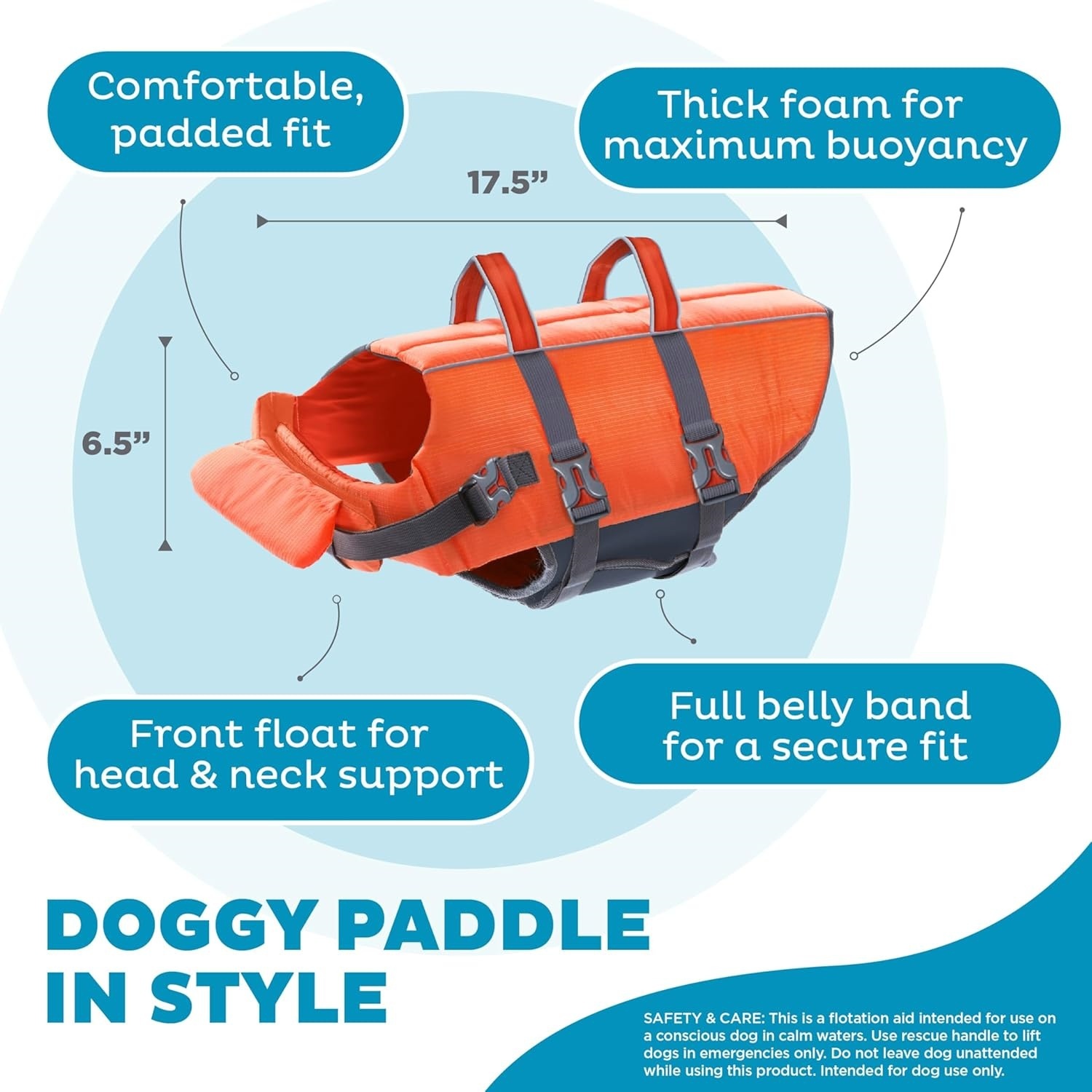 Outward Hound Splash Dog Life Jacket, High-Buoyancy Dog Life Vest for Swimming, Boating, and Water Safety, Multi Sizes and Colors