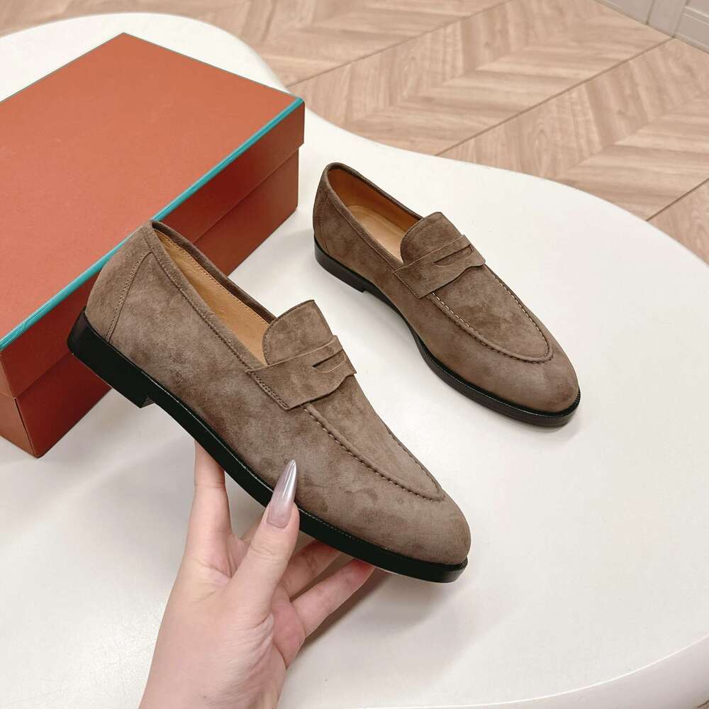 Women Size34-46 Genuine Leather Couple Flats Natural Cow Suede Loafers Low Heels Retro Designer Shoes Zapatillas De Mujer